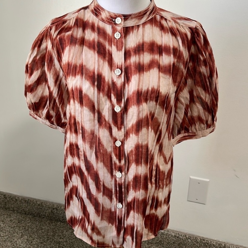 BR • Semi Sheer Button Up Blouse